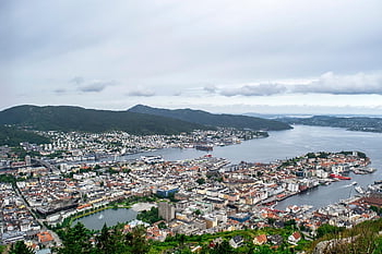 město, bergen, krajina, Norsko, Příroda, hory, moře, budov, panoráma, městský