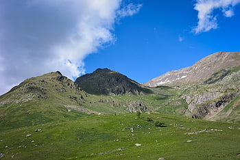 francouzské Alpy, krajina, horské krajiny, Příroda, pozadí krajiny, krajina tapety, horské straně, zelené Alpy, modré zatažené obloze
