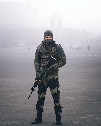 Soldat, Heer, Indische Armee, tarnen, Militär-, Krieg, Krieger, Uniform, Verteidigung, bewaffnet, Tag der Republik