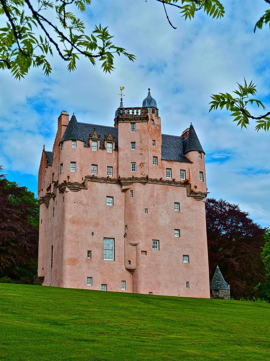 castle, landmark, estate, pink, chateau, palace, architecture, unique