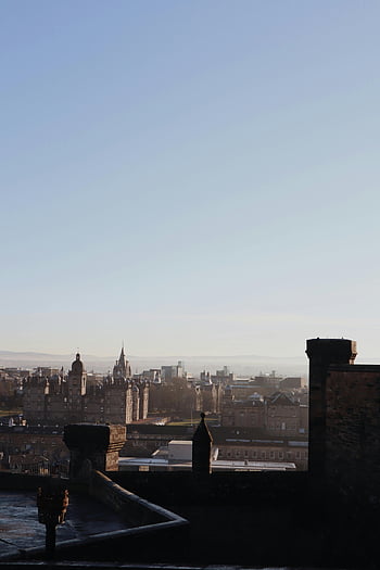 skyline di edimburgo, Paesaggio urbano storico, chiaro cielo blu, vista panoramica, in cima all'edificio, Architettura di Edimburgo, paesaggio urbano, edifici storici, panorama della città, città scozzese, vista di edimburgo