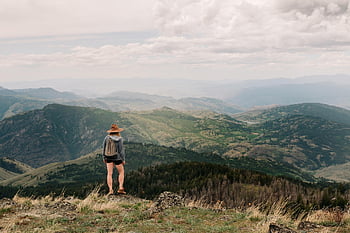 mountains, nature, woman Hiking, hiker, backpacking, adventure, travel, landscape, on Top Of The World, girl, perpective
