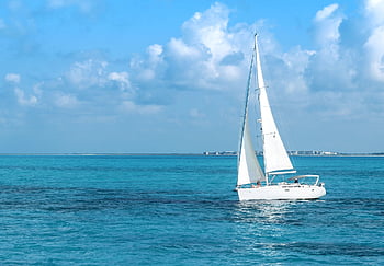 sailing Boat, ocean, ship, sea, boat, blue Sky, water, sailing Vessel, sail, yacht, vacations