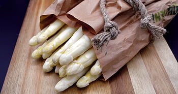 asparago, verdure, delizioso, tavola di legno, Borsa, fresco, bianca, tempo di asparagi, cibo, salutare, nutrimento