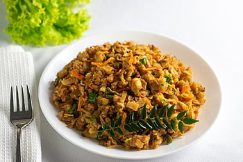 kottu, jídlo, sri lankan, kuchyně, tradiční, smažený, roti, zeleniny, pikantní, deska, Vidlička