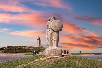 maják, sochařství, věž, a coruña, Příroda, galicie, architektura, krajina, Španělsko, starověké, historický