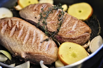 месо, патица, патешки гърди, суров, дребна риба, съдебна зала, вкусно, пържени, седалка, рецепта, печена патица