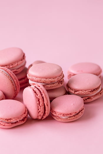 macaroons, phone Wallpaper, pink, desserts, sweets, cookies, meringues, pastries, treats, food, edible