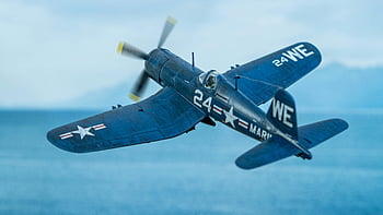 Corsair stíhačka, létající Corsair, Historie druhé světové války, pohled na oceán, Podrobný pohled, stíhací letadlo, Letadla Corsair, vojenské letadlo, vinobraní letadla, letecký pohled, 24WE