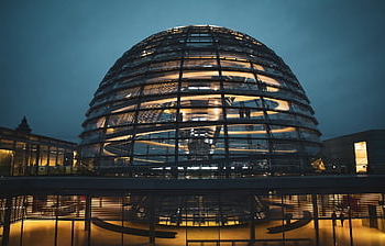 Berlín, reichstag, německý volej, Německo, skleněná kopule, kupole, budova, bundestag, hlavní město, vláda, politika