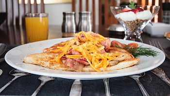 francouzský toast, sýr, snídaně, jídlo, přípitek, vejce, slanina, kuchyně, Chutný, Lahodné, detailní