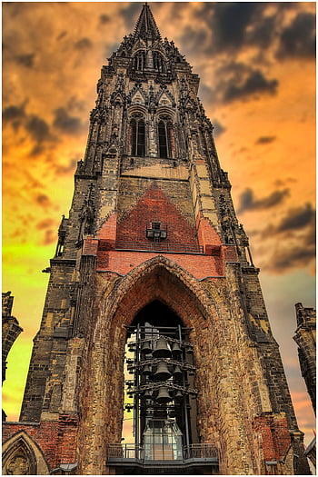 Chiesa, torre della chiesa, costruzione, architettura, Paradiso, città, religione, Germania, Torre, amburgo, giallo