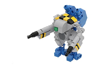 Lego, mech, microscala, Iron Builder, moc, Busto blu droide, spazio, classico, NCS, Canone 100mm, pistola