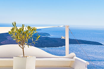 santorini, Řecko, ostrov, architektura, modrý, bílý, IA, modrá obloha, moře, Příroda, letní