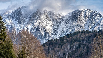 hory, sníh, les, stromy, zimní, vysokohorský, mráz, Studený, zasněžený, geologickou formaci, Příroda