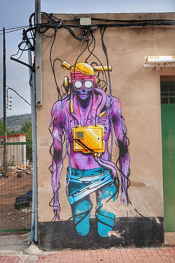 graffiti, creativity, wall, art, mural, paint, spray, street, multicolored, painting, ufo