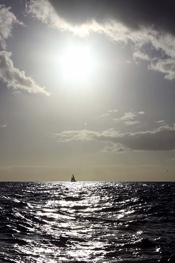 sailboat, ocean, sea, horizon, wave, sun, sky, clouds, travel, boat, sail