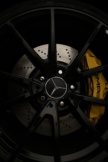 Siyah Mercedes, mag tekerlekler, AMG fren kaliperi, alaşım jantlar, Araba tekerleği, Ayrıntılı Görünüm, yakın çekim fotoğraf, Mercedes tekerlek, AMG tekerlekleri, araba lastikleri, Fren diski