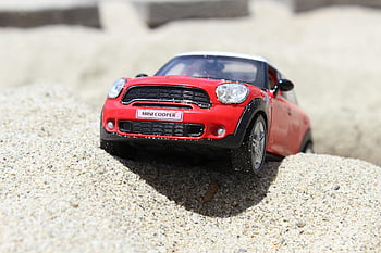 mini cooper, maketa, autíčko, písečný terén, Podrobný design, červené auto, černá a červená, Mini Cooper Model, Model auta, Navigace na písek