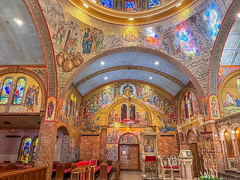 kostel, architektura, budova, křesťanství, historický, řecký ortodoxní, malování