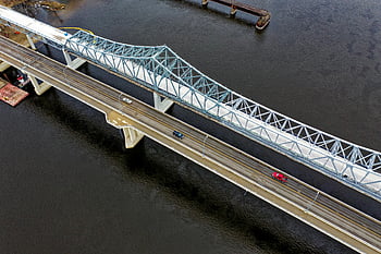 letecký snímek, řeka Mississippi, winona, mn, nádherný výhled, přechod, řeka, letecké snímkování, infrastruktura, přeprava