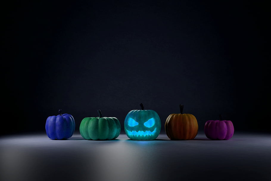 pumpkins, jack-o'-lantern, colorful, illuminated, colorful Pumpkins, halloween Decorations, decoration, halloween, autumn Decoration, vegetables, decorative Squashes