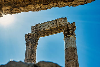 pillars, ruins, columns, architecture, amman, jordan, amman Citadel, citadel, travel, historic, building