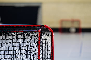 hokej, fotbalová branka, síť, sport, zápas, uvnitř, Červené, florbal, unihockey