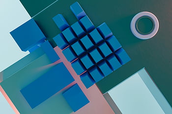 Abstraktní geometrické tvary, 3D vykreslování, měkké barvy, pastelová barevná paleta, moderní pozadí, geometrický design, 3D tvary, abstraktní umění, pastelové tóny, geometrické vzory, 3D modelování