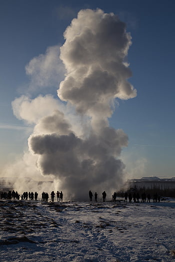 gejzír, forrás, gőz, vízpára, forró, duzzadás, szökőkút, tájkép, természet, Strokkur