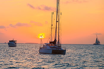 Key West, Florida, tramonto, Barche, oceano, panoramico, Paradiso tropicale, bellezza costiera, lungomare, ora d'oro, marittimo