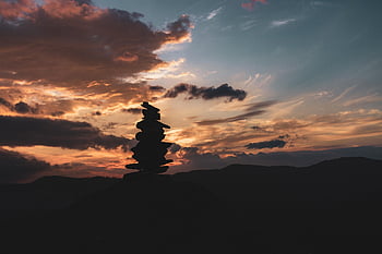 sky, end Of Afternoon, nature, eventide, landscape, sun, silhouette, afternoon, clouds, horizon, twilight