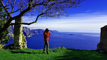 man, sea, trekking, tree, cliff, amalfi Coast, history, monetti, excursions, trip, landscape