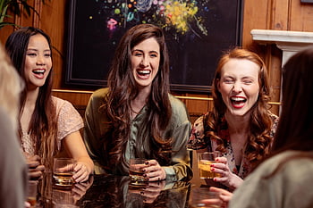 femme, boisson, sourire, copains, club, pain grillé, bar, restaurant, amusement, les boissons, https Johanley
