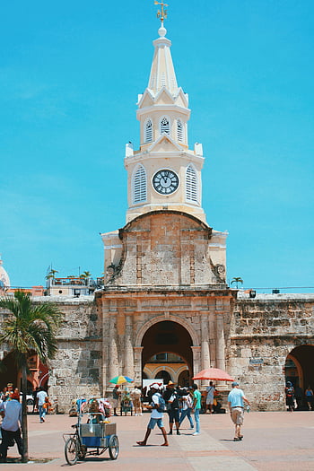 Brána Reloj, cartagena de indias, Kolumbie, hodinová věž, staré Město, pulzující turistická destinace, historické architektury, koloniální styl, turistická atrakce, městská brána, cíl cesty