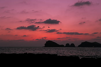 bloccare il, oceano, tramonto, natura, ultimi bagliori, paesaggio, spiaggia, crepuscolo, Corea, isola di Jeju, isola