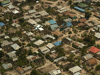 aerial view, houses, village, Dar es Salaam, Tanzania, rural residential, landscape, aerial photograph, rural houses, village houses, residential landscape