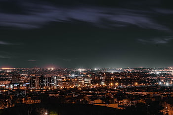 ciudad, madrid, noche, españa, arquitectura, iluminado, vista De Ángulo Alto