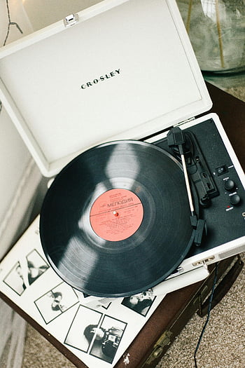 plataforma giratória de crosley, toca-discos de vinil, toca-discos retrô, amantes da música, Branco e preto, disco de vinil, crosley, Crosley retrô, toca discos, vinil, toca-discos