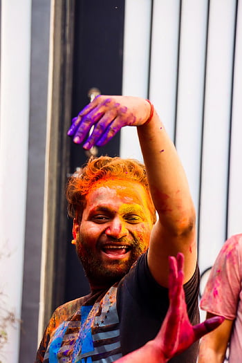 boy, holi, colorful, festival, dancing, enjoying, enjoy