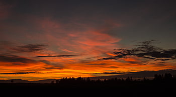 kveld, himmel, skumring, skyer, varm, oransje, klima, solnedgang, sol, soloppgang, landskap
