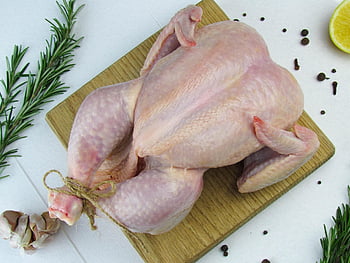 Oblečené kuře, drsný, jídlo, kuře, pták, čerstvý, zelenina, koření, přísad, pepř, Příroda