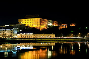 linz, city, austria, night, darkness, lights, flow, danube, night Photography, lighting, danube Bank
