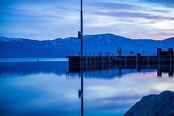 hora, jezero, molo, stromy, les, Příroda, voda, nebe, dovolená, skály, nevada