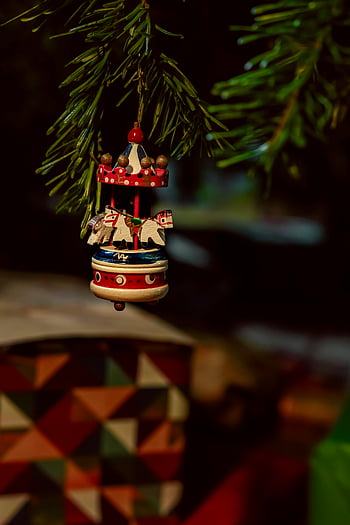 Weihnachtsverzierung, Kieferzweig, Festliches Ambiente, Nahansicht, dekorative Verzierung, Urlaub Dekor, Weihnachtsdekoration, Baumschmuck, festliche Dekoration, Weihnachtsbaum, Karussellschmuck