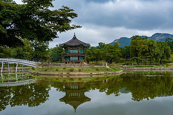 hyangwonjeong Pavilion, pond, cultural Heritage, park, gyeongbokgung Palace, seoul, korean Architecture, south Korea, palace, cultural Landmark