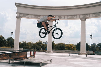 bmx, springen, fiets, lucht, bunnyhop, sport