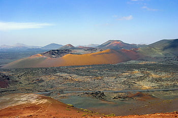 krajina, sopka, kráter, praní, lanzarote, timanfaya