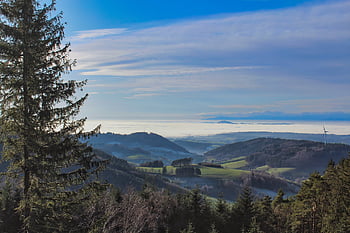 krajina, freiburg, schwarzwald, les, mraky, stromy, hory, túra, Příroda, Německo, nebe
