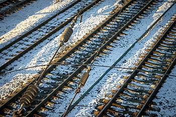 ferrovia, rotaie, traversine, trasporto, treni, ferro, strada, frecce, bottino, inverno, cielo